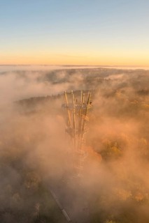 Schoenbuchturm in the fog at sunrise