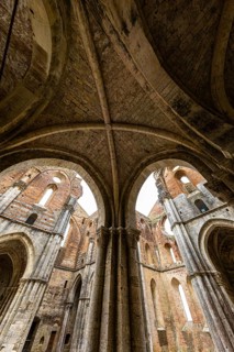 Archways of the ruined church of San Galgano Abbey
