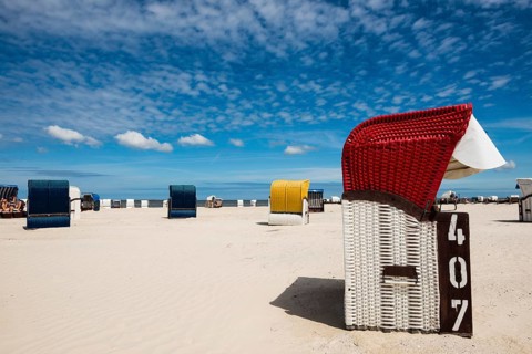 Beach chairs on the sandy beach