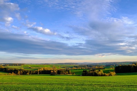 Landscape in the Thuringian Slate Mountains Upper Saale nature park Park near Bad Lobenstein