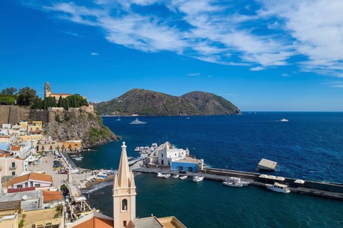 High Angle View Of Lipari Town
