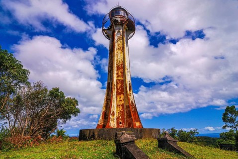 Rusty lighthouse on the northern beach of the Island Ile Sainte-Marie although Nosy Boraha