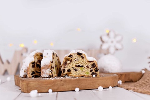 Slices of German Stollen cake
