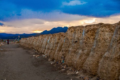 Eroded mud wall in the kingdom of Guge