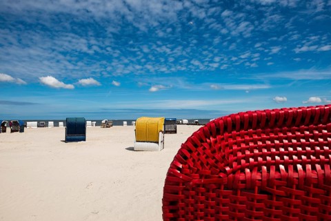 Beach chairs on the sandy beach