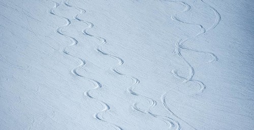 Single ski tracks in fresh snow