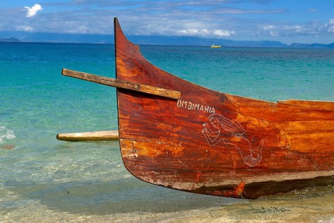 Traditional wooden canoe