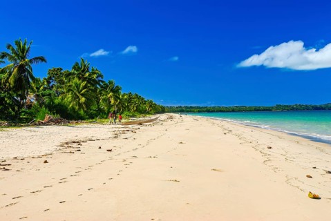 Long white sand beach in the north of the island Ile Sainte-Marie although Nosy Boraha