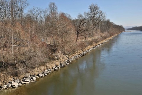 Fortified bank of a canalised river