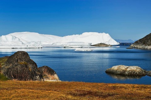 Gigantic icebergs in the ice fjord
