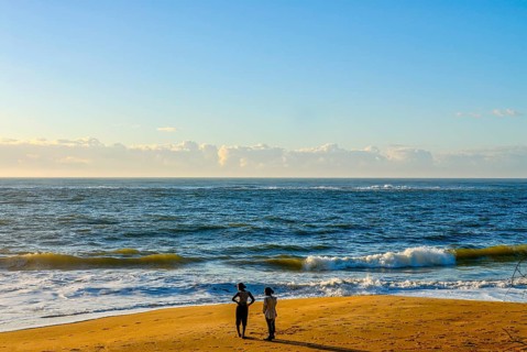 Long sandy beach in Manakara on the east coast of Madagascar