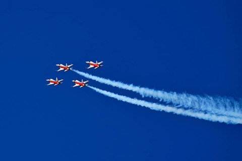 Formation flight of the Patrouille Suisse with the Northrop F-5E Tiger II