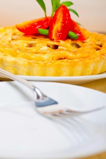 Fresh baked home made beef pie macro closeup