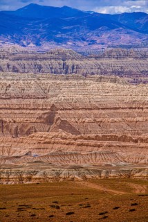 Eroded landscape along the road from Lake Manasarovar to the kingdom of Guge