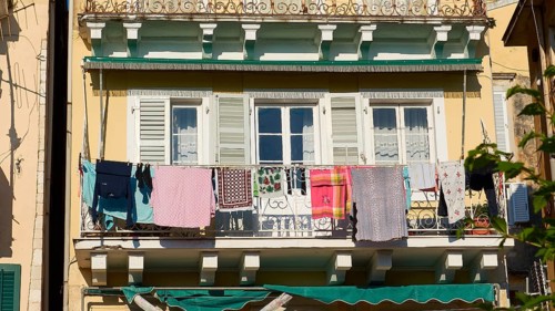 Clothesline with laundry