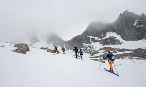 Ski tourers in winter