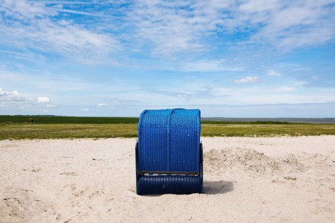 Beach chairs on the sandy beach