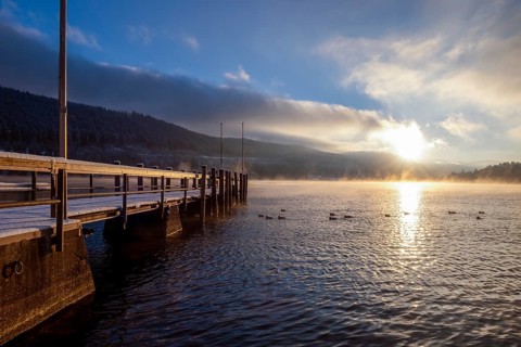 Evening light with jetty