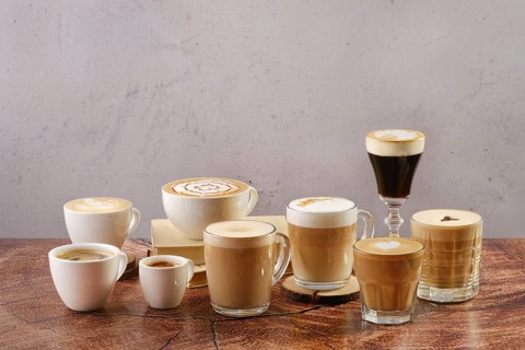 Various hot beverages on coffee basis