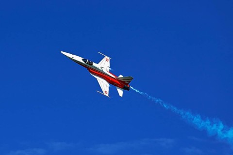 Formation flight of the Patrouille Suisse with the Northrop F-5E Tiger II
