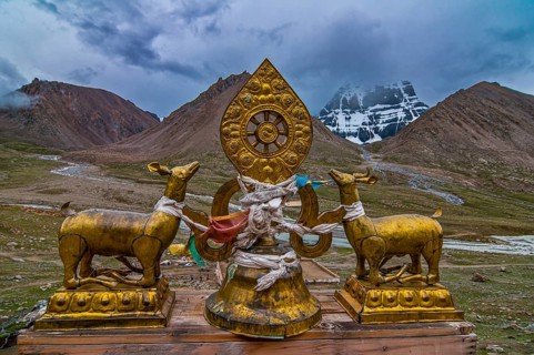Religious symbols in a monastery along the Kailash Kora