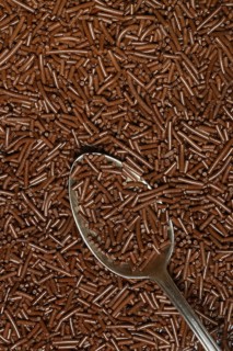 Chocolate sprinkles with teaspoon