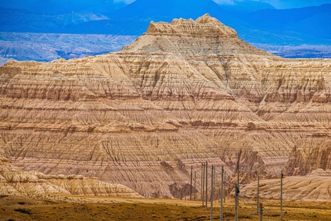 Eroded landscape along the road from Lake Manasarovar to the kingdom of Guge