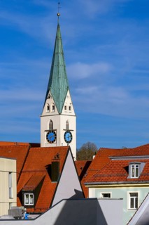 Tower of St. Mang Church and gable roofs