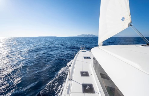 Sailing catamaran sailing on the sea