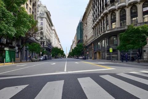 Avenida Corrientes street with obelisk in the background