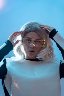 Portrait of woman with the futuristic glasses