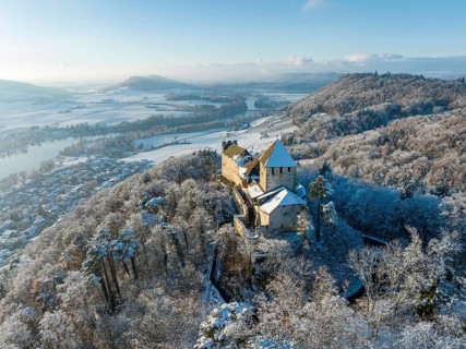 Hohenklingen Castle above Stein am Rhein in winter