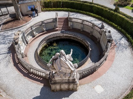 The source of the Danube with the sculpture Mutter Baar weist ihrer Tochter