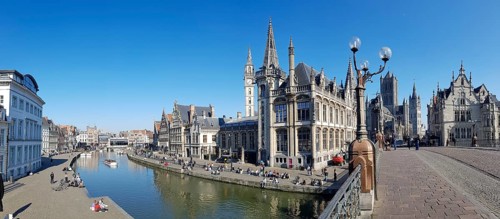 Panoramic photo with Sint Michielsbrug Bridge