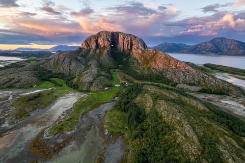 Mount Torghatten with hole in the mountain