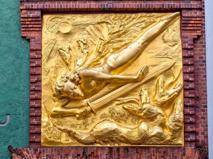 Gilded bronze relief by Bernhard Hoetger