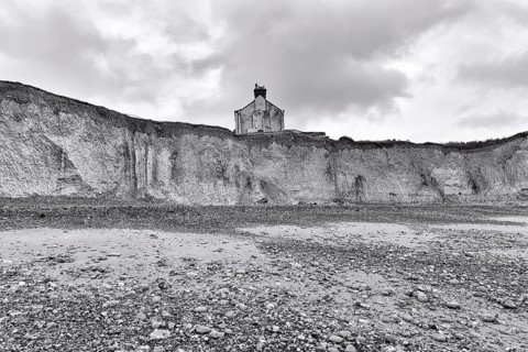 Uninhabited house on Seven Sisters chalk coast