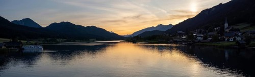 Evening atmosphere at sunset at Lake Weissensee