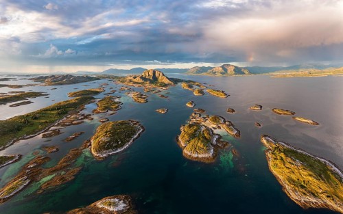 Mount Torghatten with surrounding islands