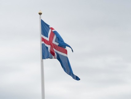 Icelandic flag waving in the wind