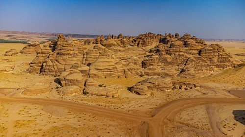 Aerial of the rock tombs
