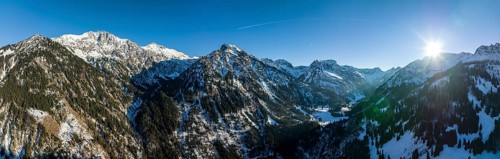 Aerial view snowy mountains Wildfraeuleinstein
