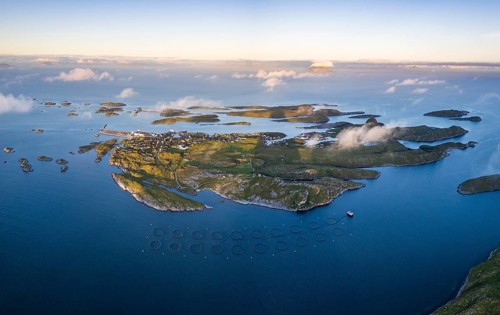 Aerial view of Husoy Island