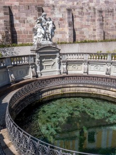 The source of the Danube with the sculpture Mutter Baar weist ihrer Tochter