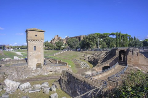 View of the Circus Maximus with Torre di Moletta