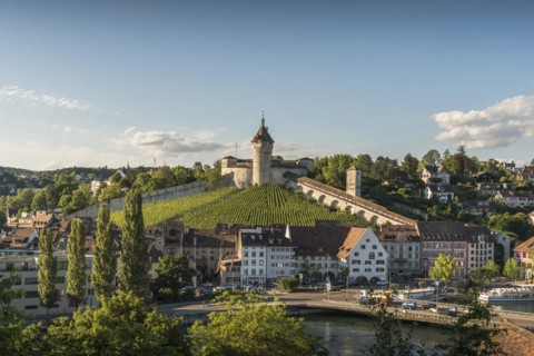 View of the old town of Schaffhausen with the Munot fortress