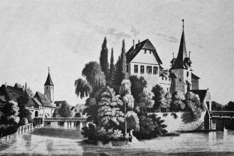 Historical view of Lauf Castle