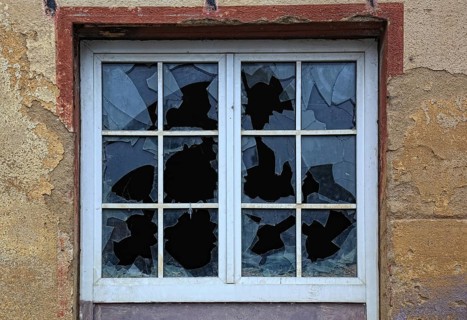 Broken window pane
