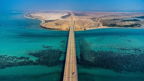 Aerial of the bridge linking the Farasan islands