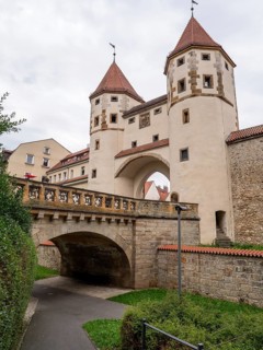 City wall with Nabburg Gate next to Nabburg Gate Square